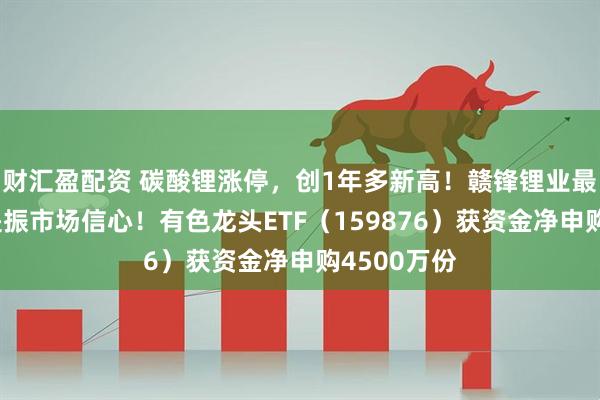 财汇盈配资 碳酸锂涨停,创1年多新高!赣锋锂业最新预测,提振市场信心!有色龙头ETF(159876)获资金净申购4500万份