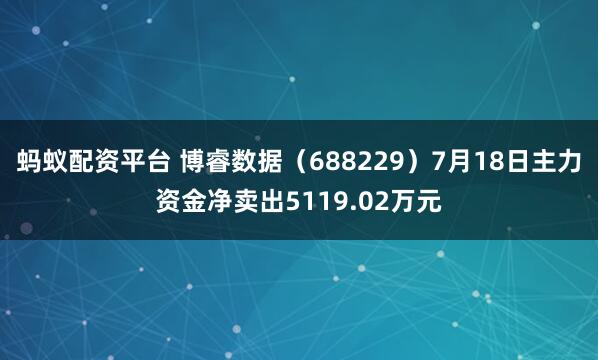 蚂蚁配资平台 博睿数据（688229）7月18日主力资金净卖出5119.02万元